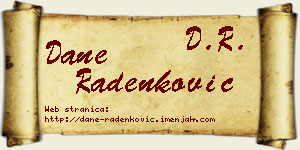 Dane Radenković vizit kartica